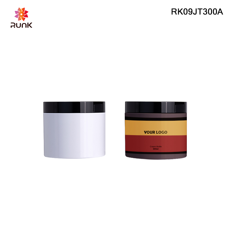 Empty 300ml cream plastic jar with ABS lid